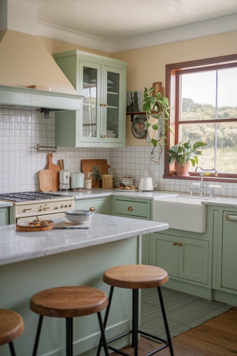 14 Farmhouse Kitchens With Green Cabinets You Will Love! – My Kitchen Inspo