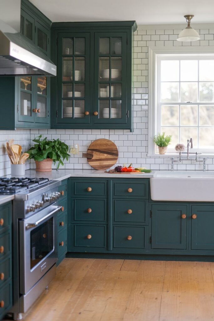 14 Farmhouse Kitchens With Green Cabinets You Will Love! – My Kitchen Inspo