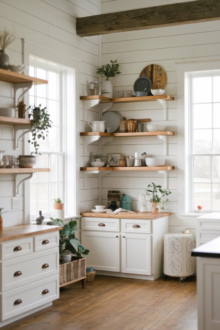 14 Farmhouse Kitchens With Floating Shelves! – My Kitchen Inspo