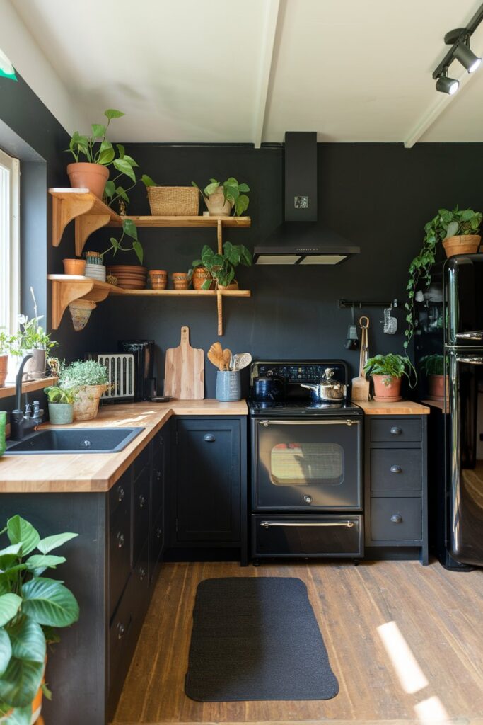 18 Black and Wood Kitchen Designs That Combine Modern Elegance with ...