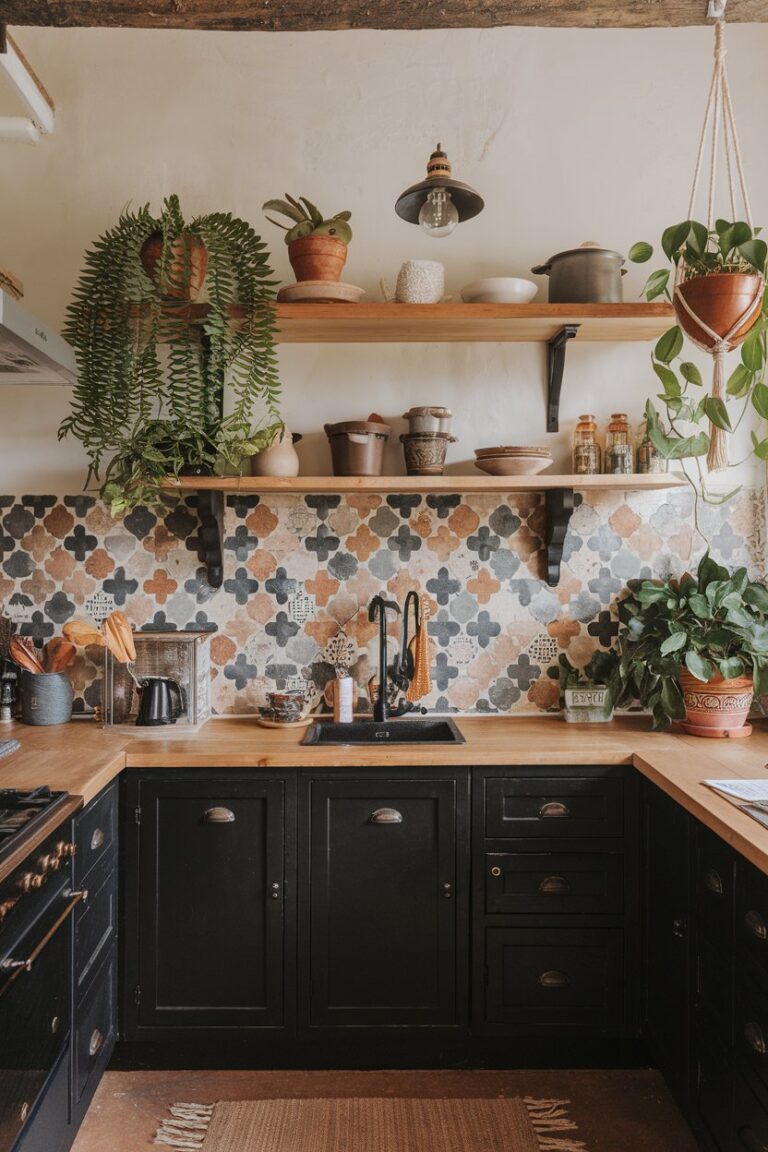 15 Boho Kitchens with Black Cabinets for a Bold and Earthy Look ??? My Kitchen Inspo