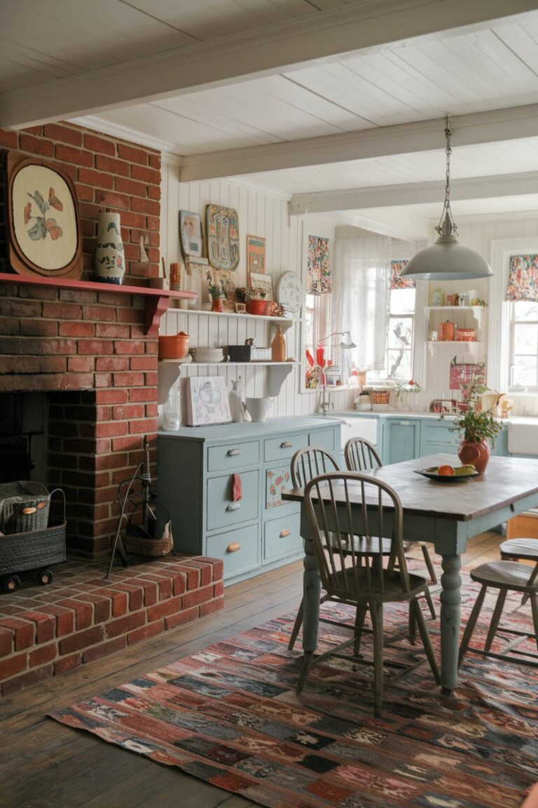 15 Farmhouse Kitchen with Fireplace Designs for Warmth and Style – My ...
