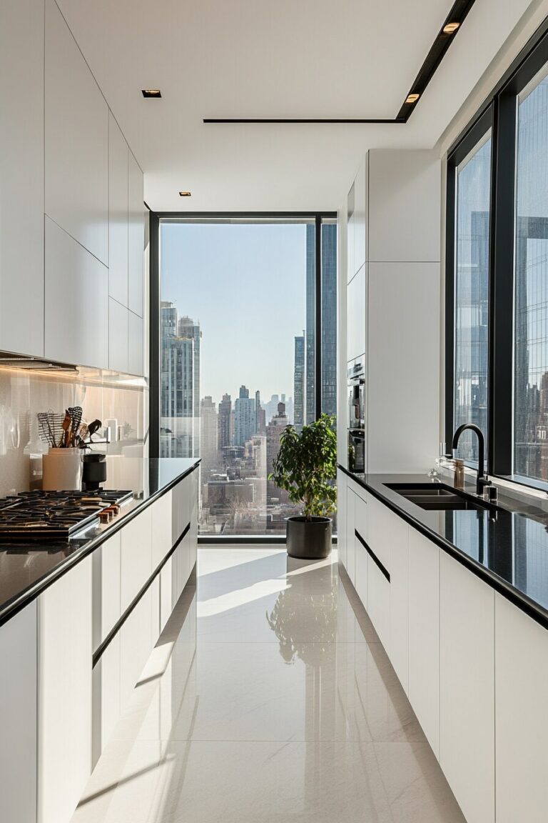 20 White Kitchens with Black Countertops: A Bold and Timeless Contrast ... - High End Penthouse Kitchen Publicity Releases